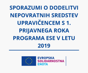 Obvestilo o poteku postopkov za sklenitev sporazumov za nepovratna sredstva med NA in upravičenci za sofinanciranje vlog v okviru programa Evropska solidarnostna enota