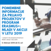 Pomembne informacije za prijavo projektov v program Erasmus+: Mladi v akciji v letu 2019